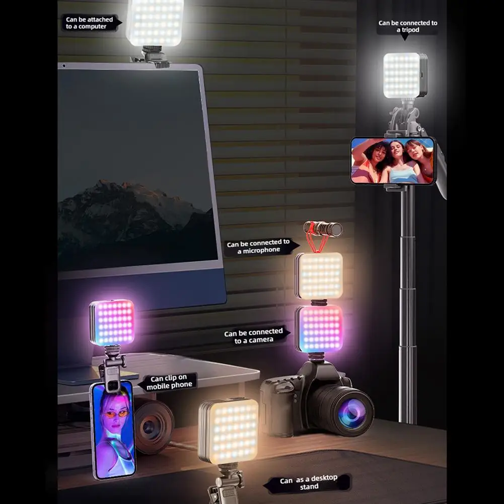 Карманная RGB-вспышка для фотоаппарата Регулируемая лампа смартфона ноутбука