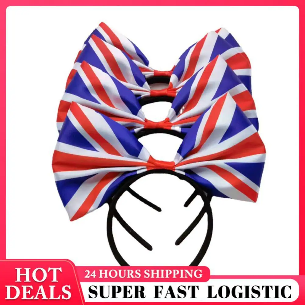 

British Flag Bow High Quality Material Fashion Design Headband Bow Tie Headband Wearing A National Flag On The Head Bowtie Hat