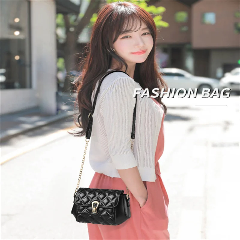 Luggage Women's Handbags Crossbody MINI Luxury Atmospheric Black Underarm Diamond Chain Bag Waterproof Travel  Ladies Bolsos