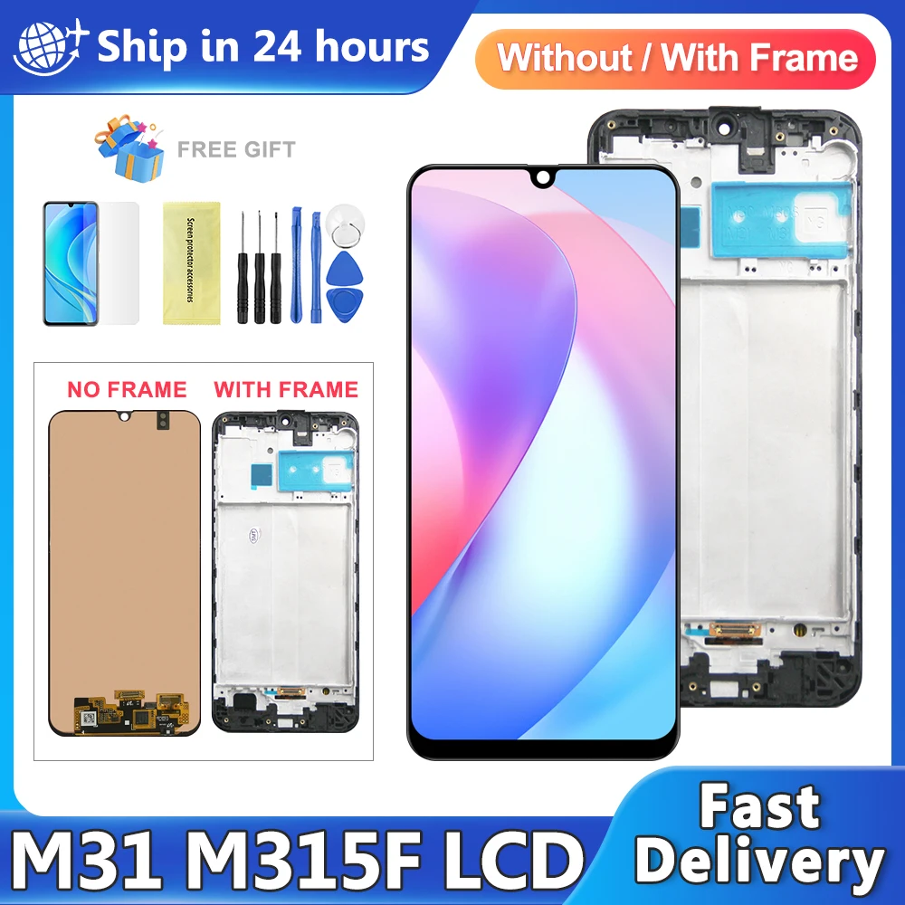 Супер AMOLED для Samsung M31 M315 M315F SM-M315F ЖК-дисплей дигитайзер сенсорного экрана в сборе