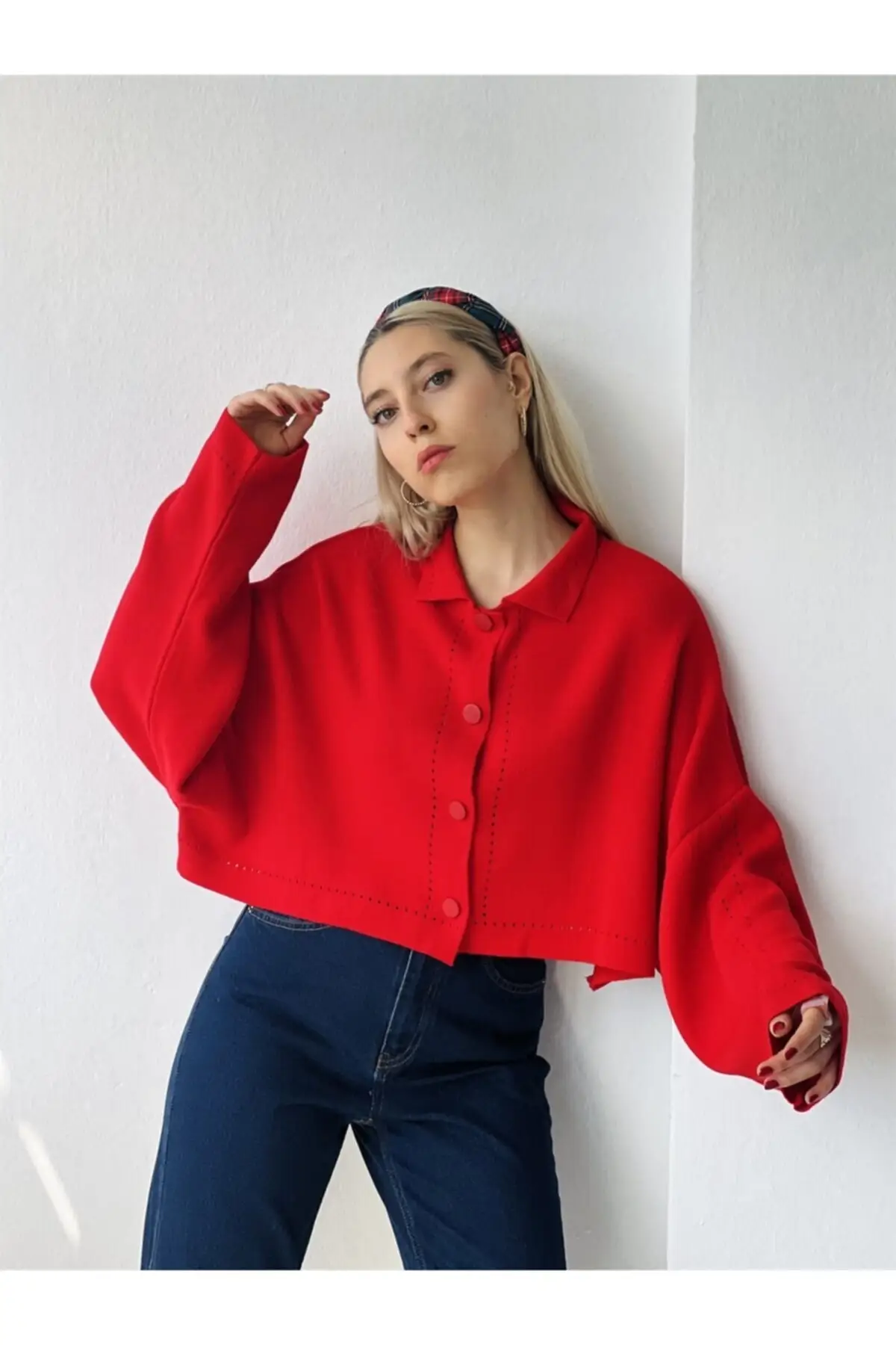 

Женский кардиган, красный Повседневный вязаный кардиган высокого качества, модные свитера, свободный свитер, джемпер