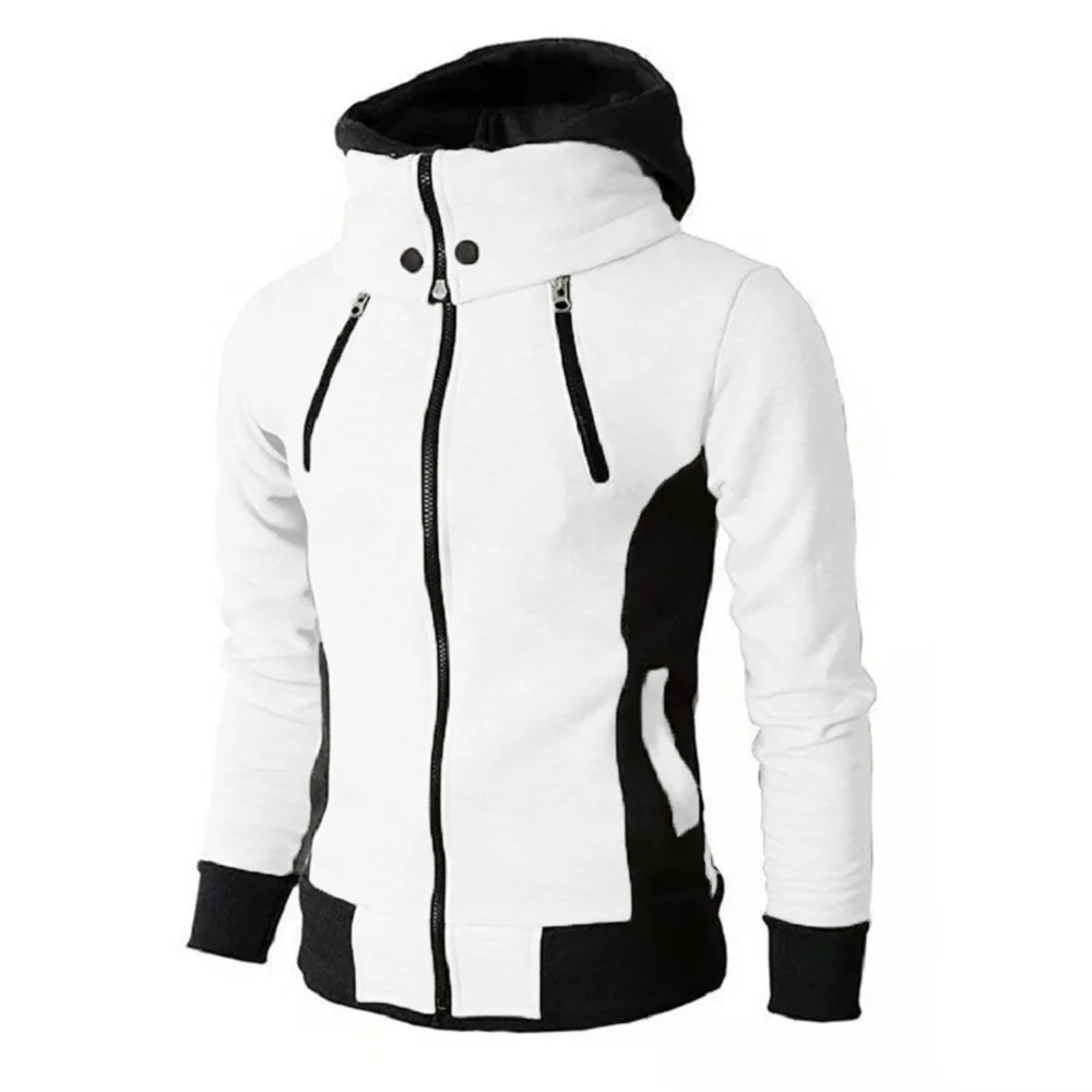 

Мужская Флисовая куртка на молнии, повседневная куртка-бомбер с капюшоном и воротником-шарфом, приталенная куртка с капюшоном, Осень-зима 2023