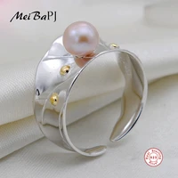 meibapj very beautiful fashion 925 sterling silver ring natural freshwater pearl personality ring for women fine charm jewelry