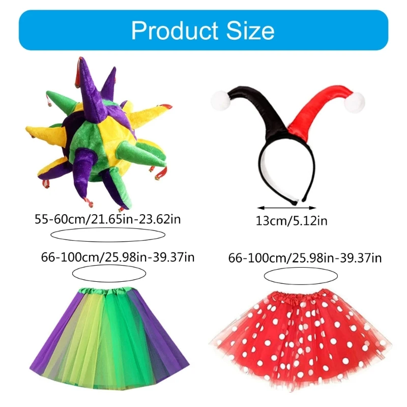 Клоунская шляпа повязка на голову клоунский нос клоунская юбка и перчатки для