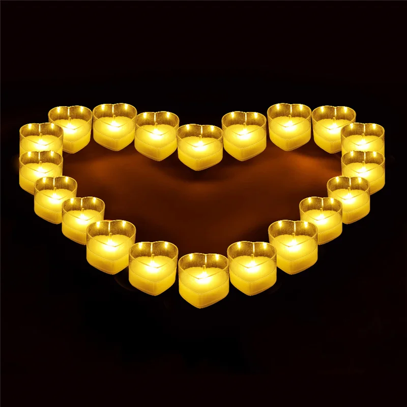 Светодиодная Электронная свеча в форме сердца имитация бездымных свечей декор