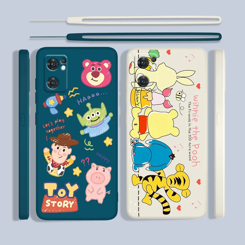 

Disney Pooh Bear Toy Story Phone Case For OPPO A72 A57 A54S A53S A52 A31 A16S A9 A5 A1K A12 AX7 F21 F9 A5 Liquid Rope Cover