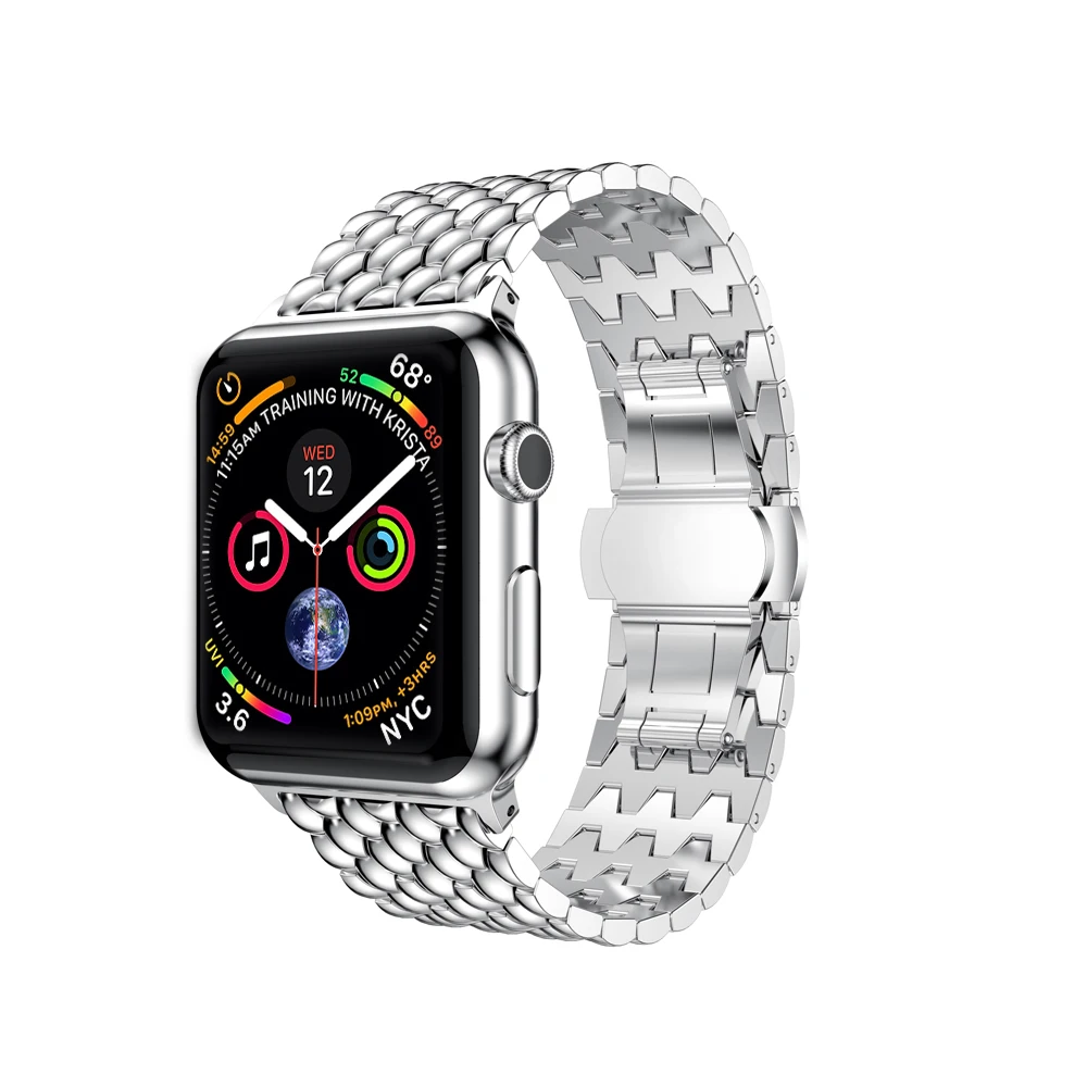 Strap For Apple Watch 45mm 41mm 44mm 40mm 42mm/38mm Stainless Steel Butterfly buckle iwatch 7 6 5 4/3/2/1 band  wrist bracelet