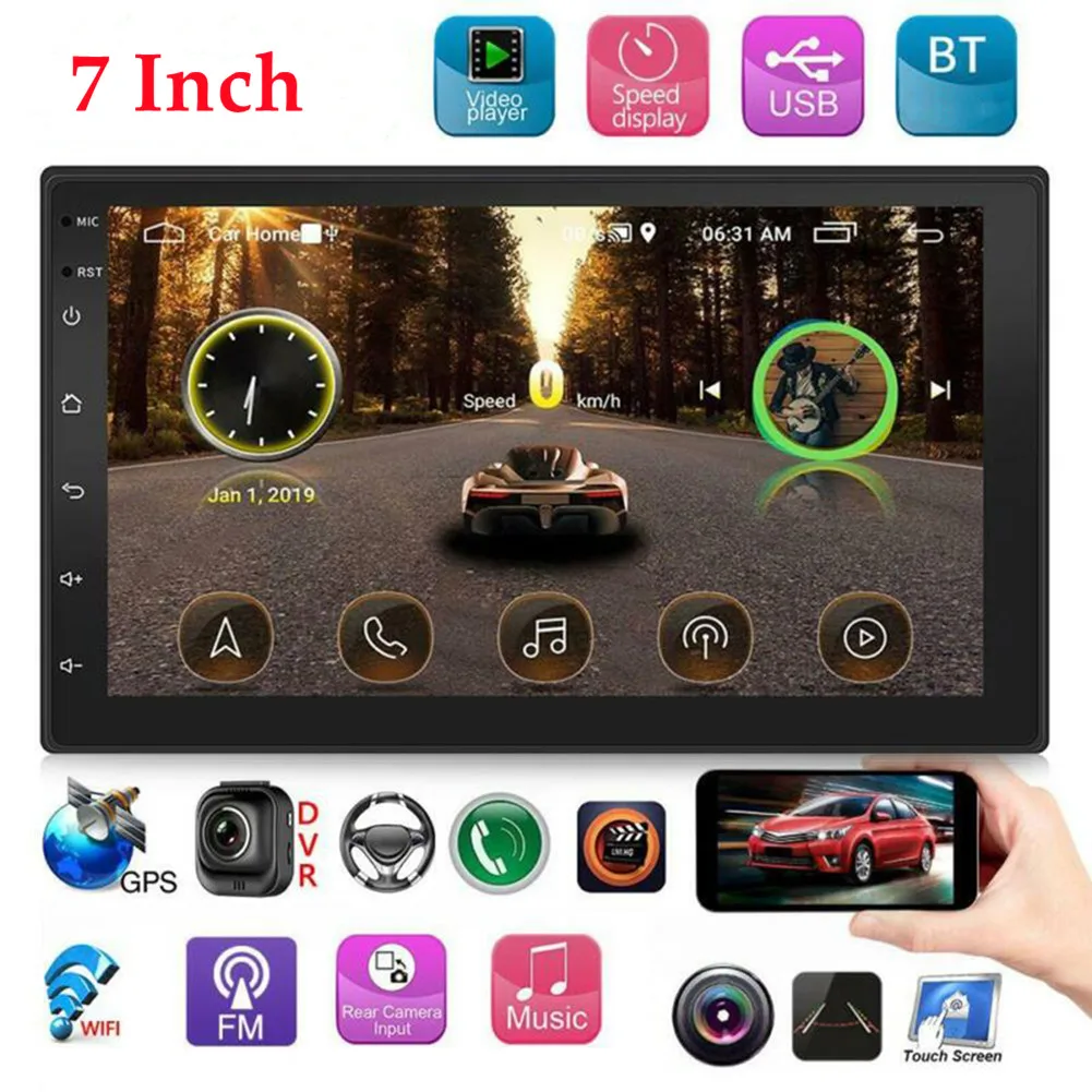 

Android 7inch Double 2Din Car Stereo Radio GPS Navigation Music MP5 Player FM WiFi Mirror Link Reverse Image 1+16G Radio