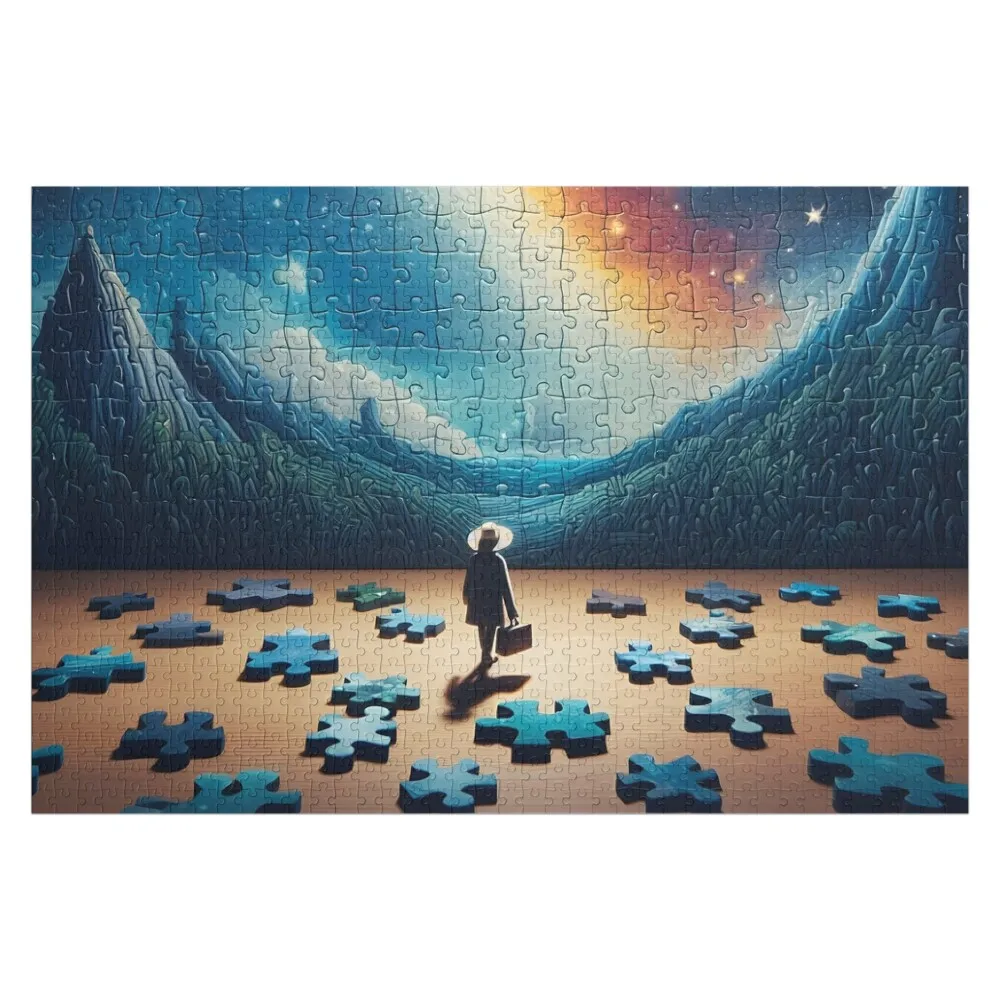 Surreal Dystopian Puzzle World delusion Jigsaw Iq Name Wooden Toy Game Children Custom Gift