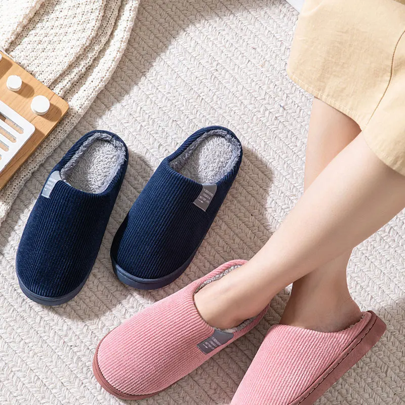 Cotton Slippers Men and Women Winter Home Indoor Soft and Comfortable Cotton Shoes Non-slip Plus Velvet Warm Couples Slippers