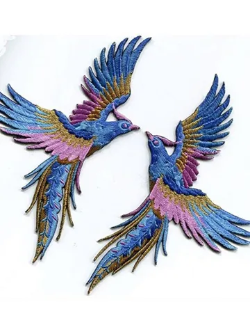 HYZELY Вышитые нашивки Phenix Birds Azure