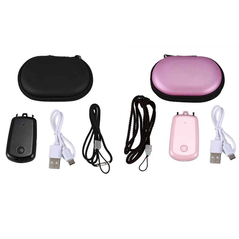 

2set Hanging Neck Air Purifier, Portable Car Oxygen Bar 230MAH Battery Negative Ion Air Purifier(Pink&Black)
