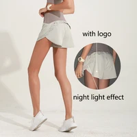 brand new with logo ladies high waist yoga shorts two piece panel reflective loose sport short skirt badminton tennis golf skirt