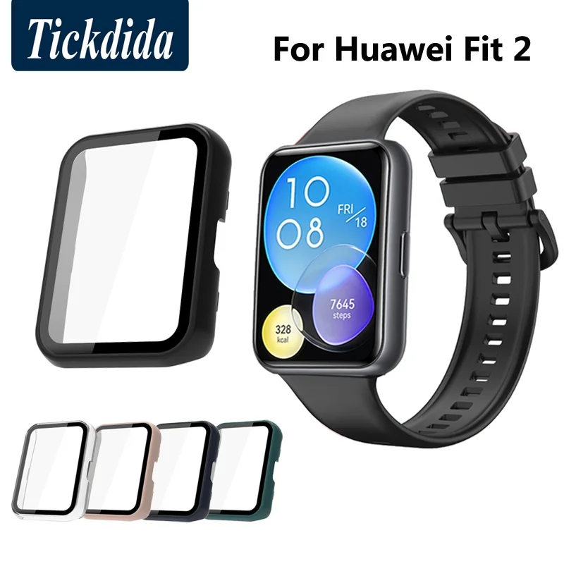 

Tempered Glass+Case for Huawei Watch Fit 2 Screen Protector Frame Bumper Cover for Huawei Fit2