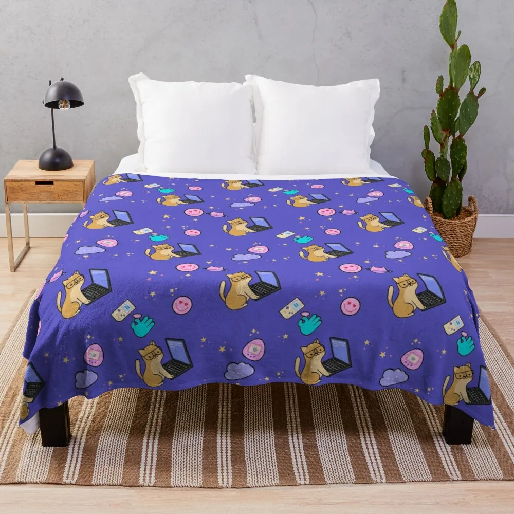 

Kawaii Seamless Pattern Floor Pillow, Cute Kawaii Retro Graphic Throw Blanket