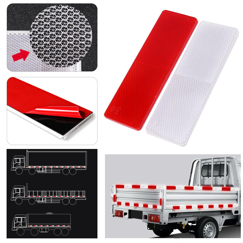 

10Pcs Safurance Bike Truck Trailer Car Plastic Reflective Reflector Workplace Safety Night Safety Warning Sticker Tape