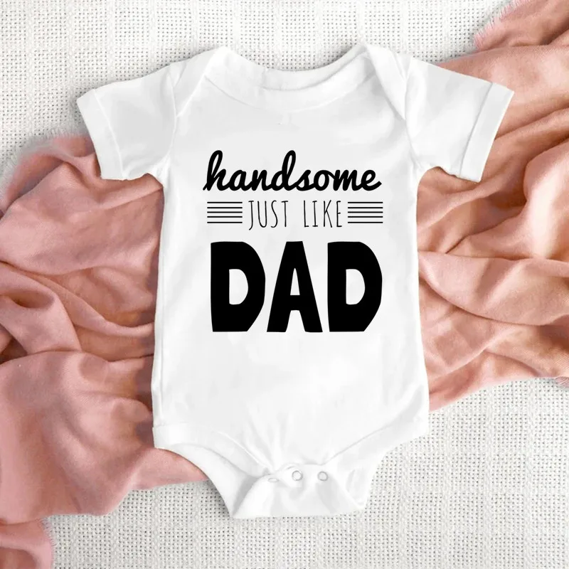

Handsome Just Like Dad 100% Cotton Baby Bodysuit Summer Baby Boy Clothes Newborn Toddler Ropa Bebe Onesie
