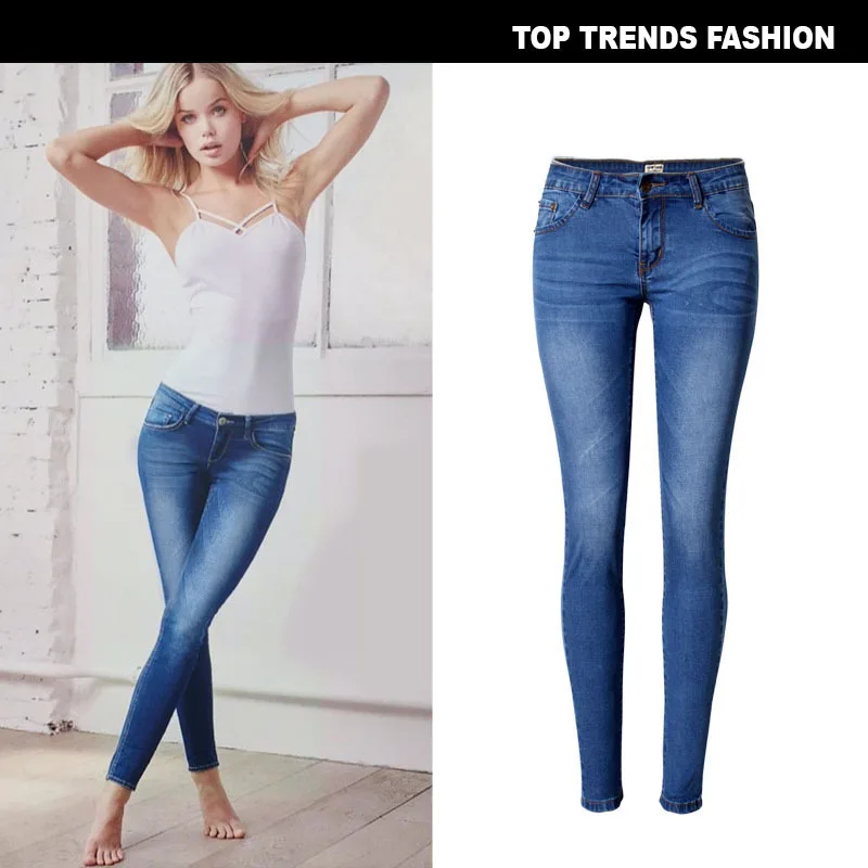 

Low Waist Jeans Women Pencil Pants Sexy Skinny Jeans Commuter Trousers Cotten Denim Fabric Daily Casual Jeans for Office Ladies