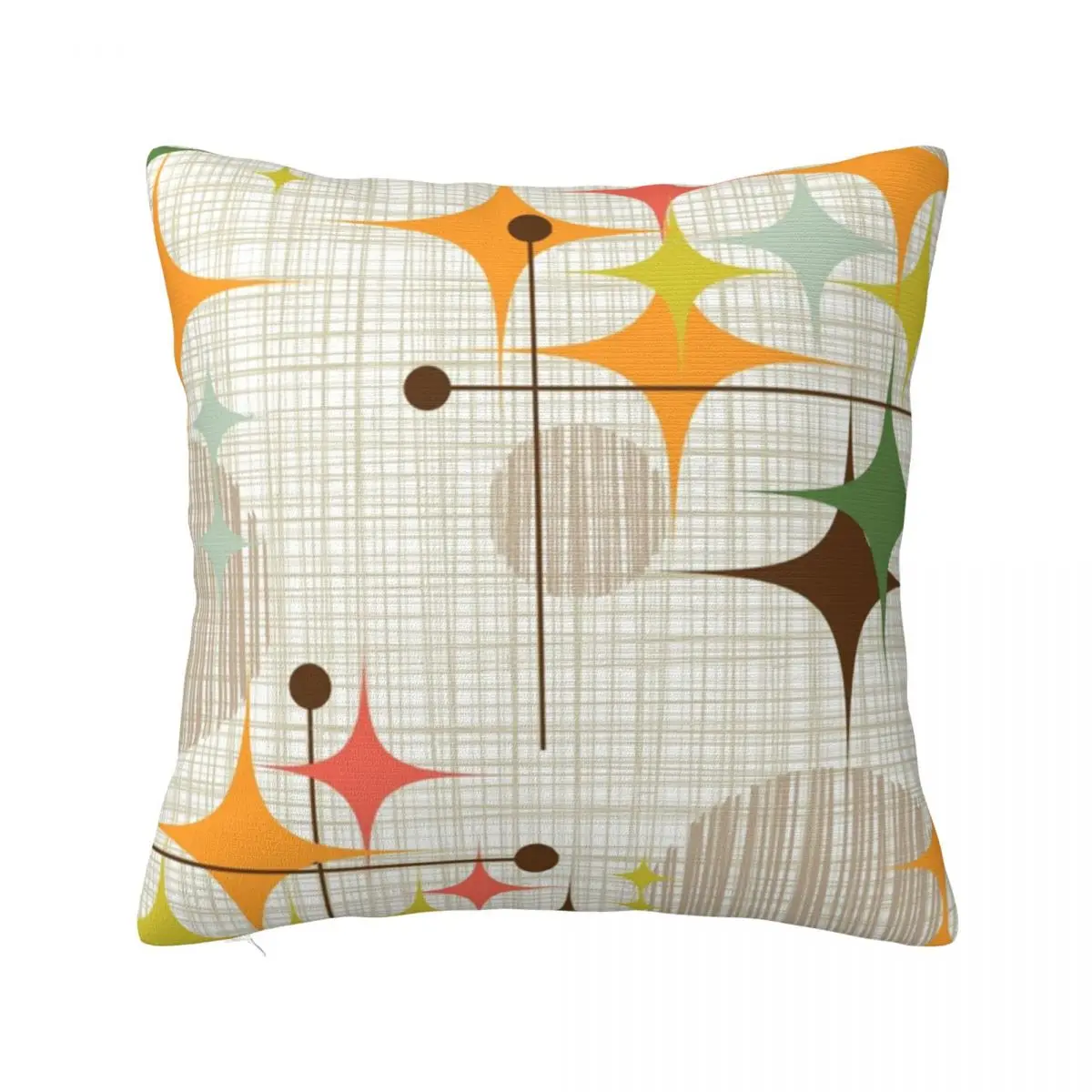 Eames Era Starbursts And Globes Atomic Pillowcase Polyester Cushion Cover Decorations Throw Pillow Case Cover Home Square 18