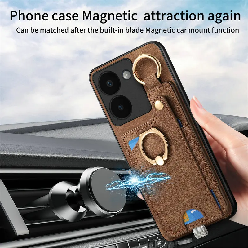 Для Xiaomi Poco F6 Pro X6 M6 X5 F5 M5s C65 Кожаный чехол с магнитной задней панелью и картой Funda Mi X3