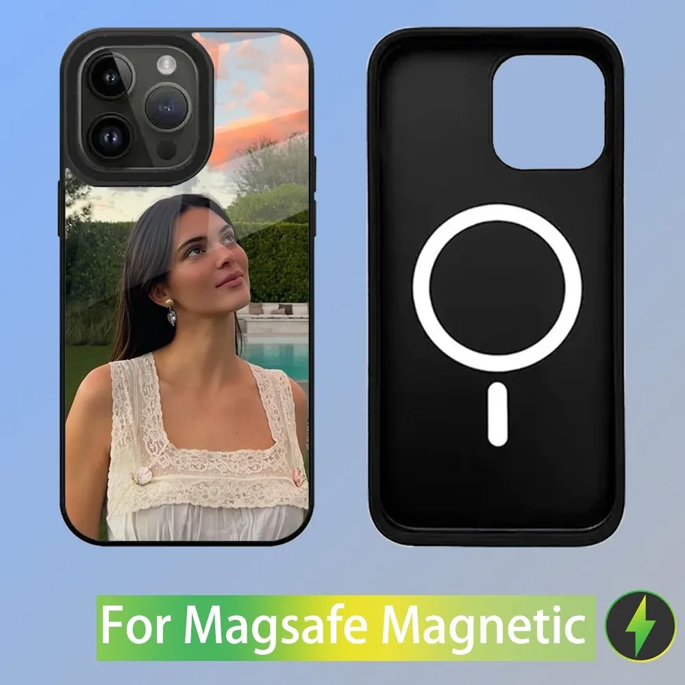 Чехол для телефона Kendall Jenner iPhone 15 14 13 12 11 Plus Pro Max Mini Magsafe магнитная Беспроводная