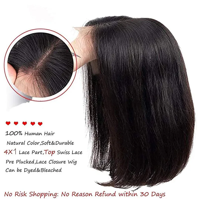 Lace Front Short Bob Wig Straight Natural Black Human Hair Wigs for Black Women Pre Plucked Closure Wig Brazilian Hair