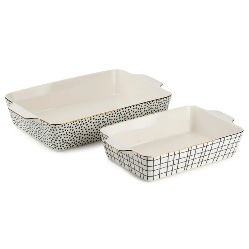 

Rectangular Baker, Baking Dish, Black & White Dot, 2-Piece Set