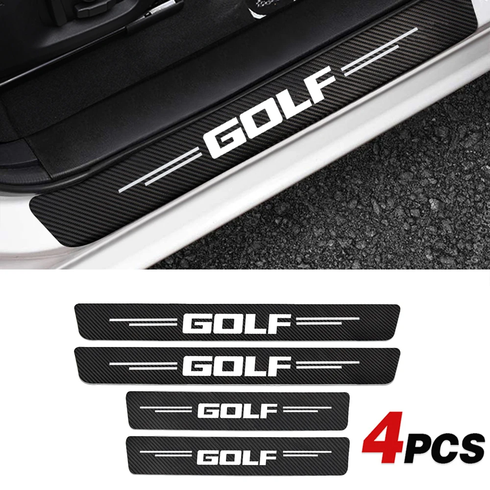 

4Pcs For GOLF 4 5 6 7 MK4 MK5 MK6 1998-2021 GTI GLI Car Door Threshold Sticker Carbon Fiber Decals Accessories