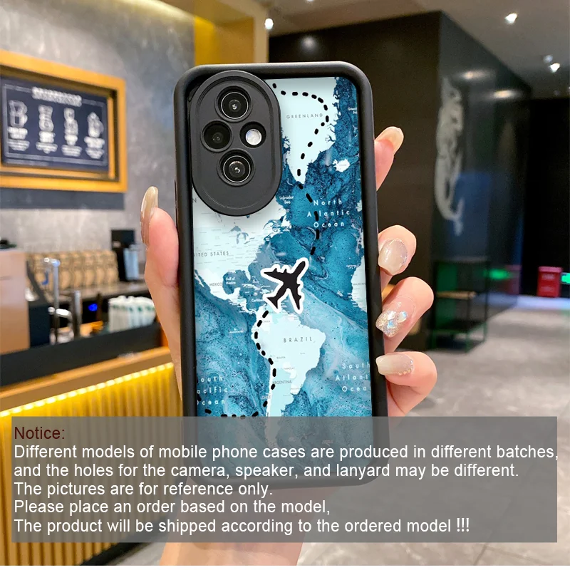 Фото Чехол для телефона с креативной туристической картой и рисунком самолета для Huawei Honor 200 400 90 Lite X7 8X X9 PRO Magic 7 6 5 Pro Soft Cover №2