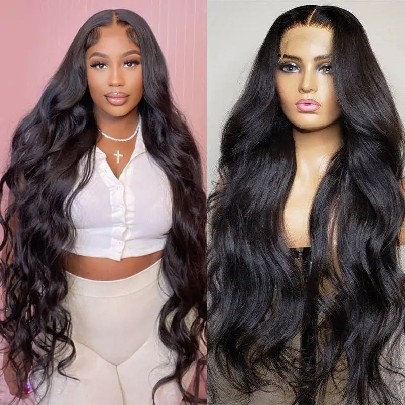 

5x5 4x4 Body Wave Lace Closure Wig Remy Humain Hair Natural Black 180 Density Brazilian Transparent Lace Frontal Wig Pre Plucked