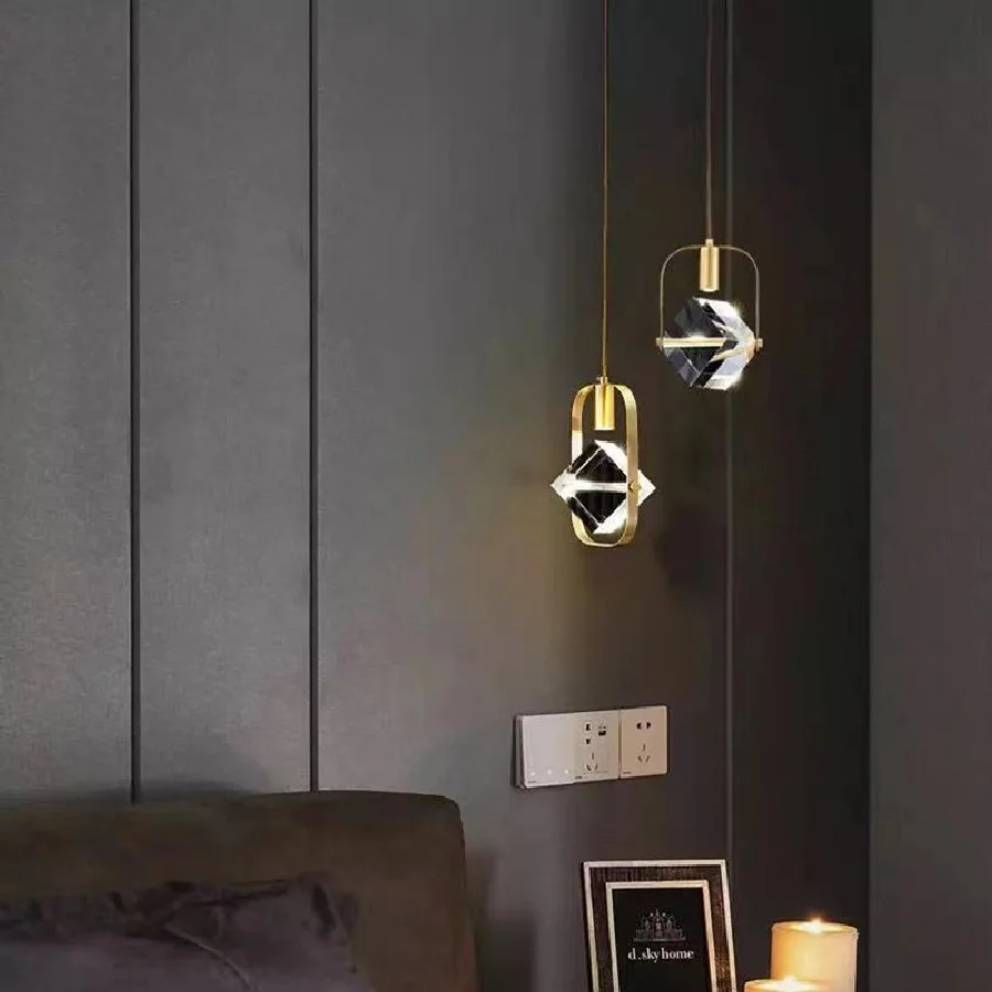 

Роскошная хрустальная люстра для спальни, медная креативная индивидуальная барная лампа в стиле постмодерн, лампы в минималистском стиле