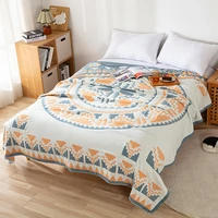 lyngy four layer gauze blanket cotton single double summer cool quilt geometric nordic style home decoration 150230200cm