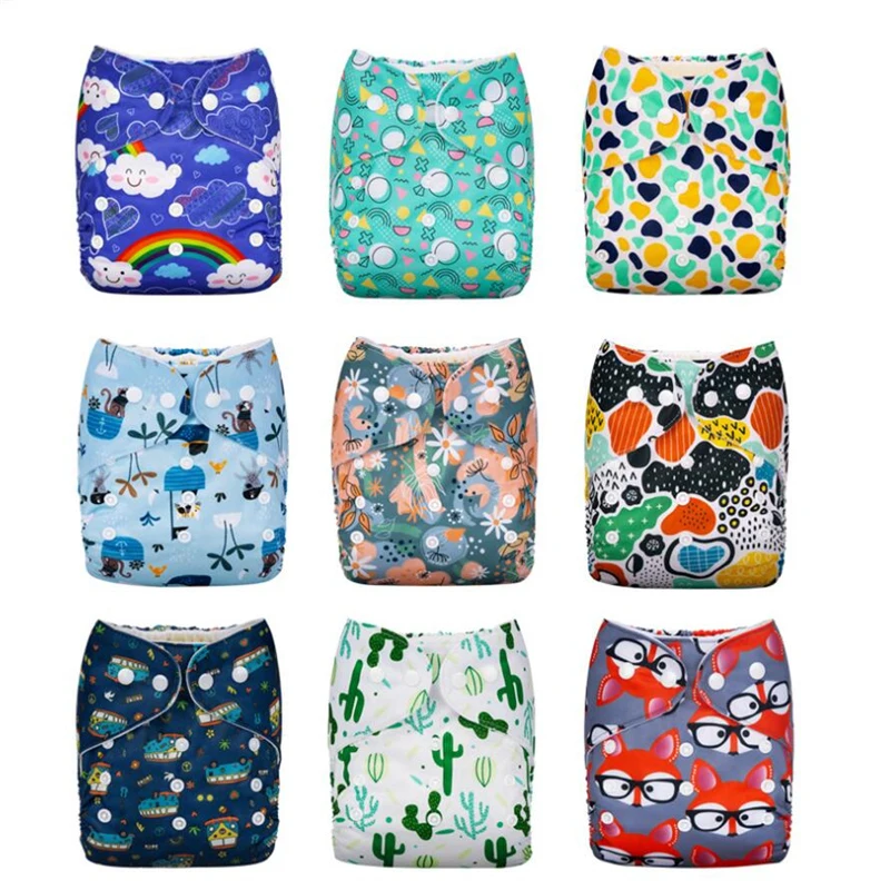 

Baby Cloth Diaper Nappies Reusable Washable Adjustable 3-15kg One Size Fits All 2022 New Print Infant Diapers Pocket Dropship