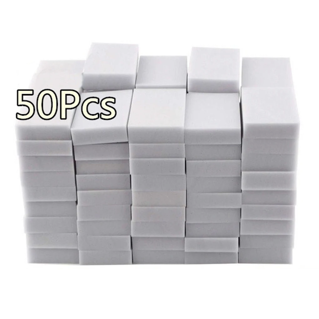 50pcs  White Melamine Sponge Magic Sponge Eraser For Kitchen Office Bathroom Clean Accessory/Dish Cleaning Nano