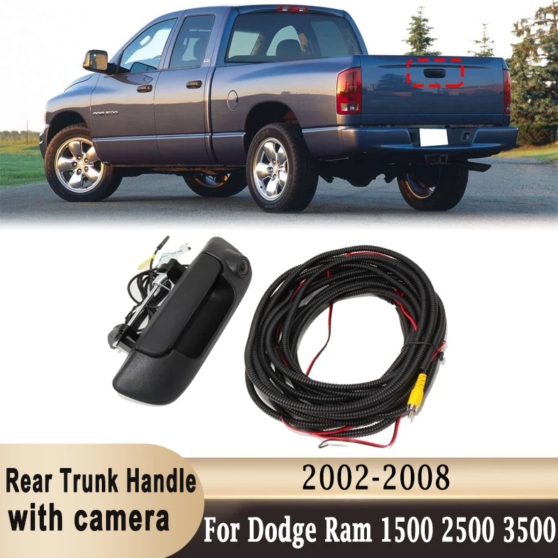 Car Rear Trunk Handle with Parking Camera Rearview Image Reverse Tailgate Backup Camera for Dodge Ram 1500 2500 3500 2002-2008