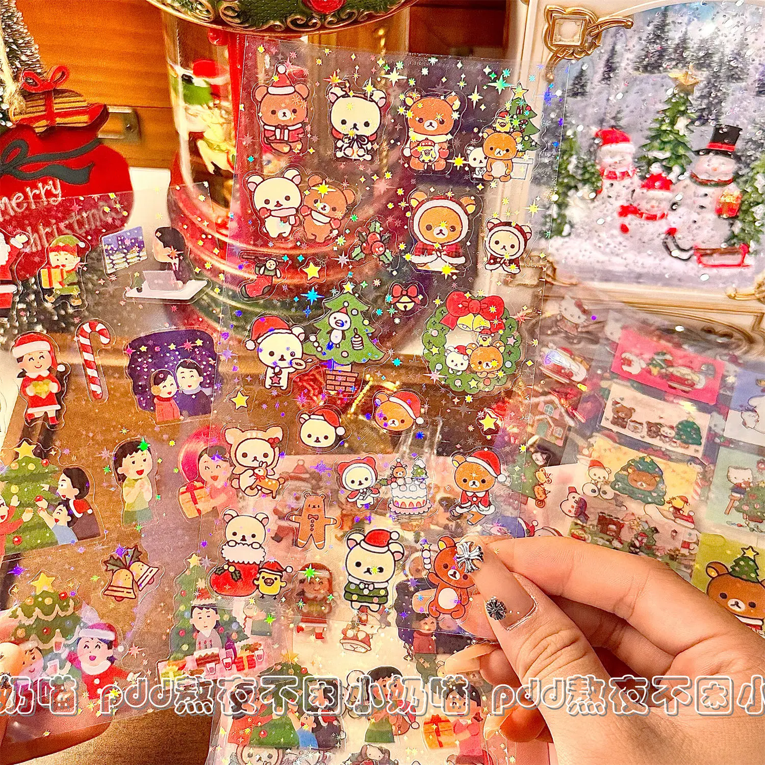 10 шт. Kawaii Rilakkuma Рождественский стиль милый мультфильм вырезанная пленка наклейка