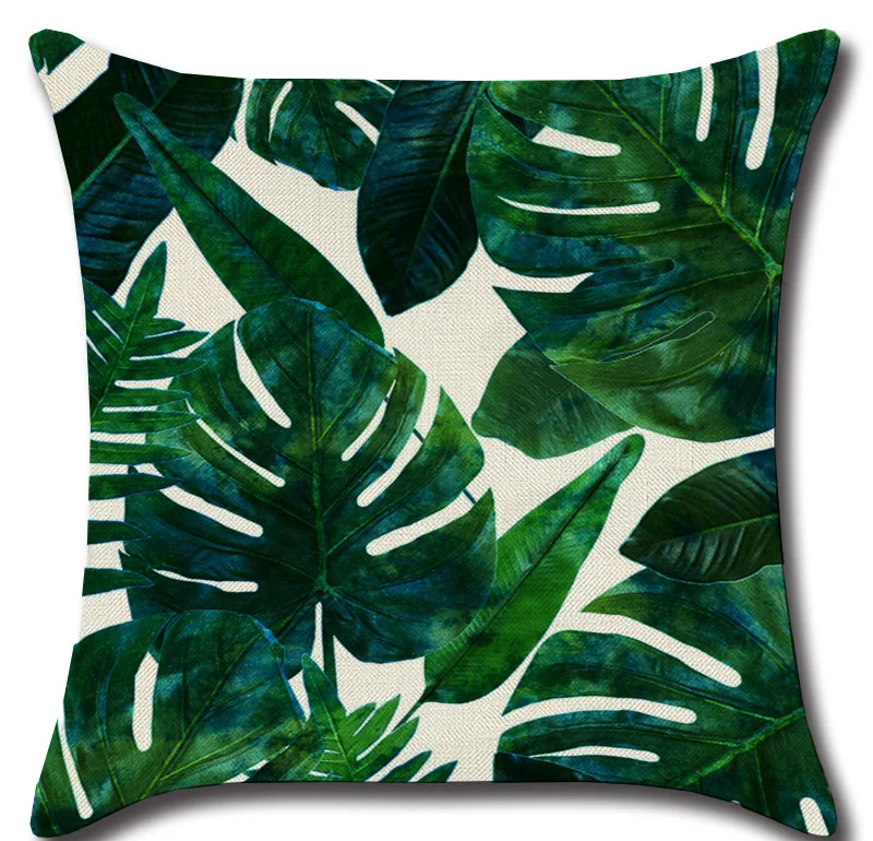 

Tropical Rainforest Plant Pillow Case Office Monstera Leaves Printing Decoration Cushion Cover 45X45 Square Velvet Office J1883
