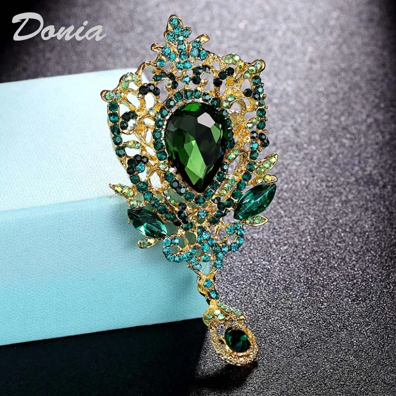 

Donia jewelry explosion high-end palace pendant water drop glass inlaid alloy brooch crystal bridal corsage