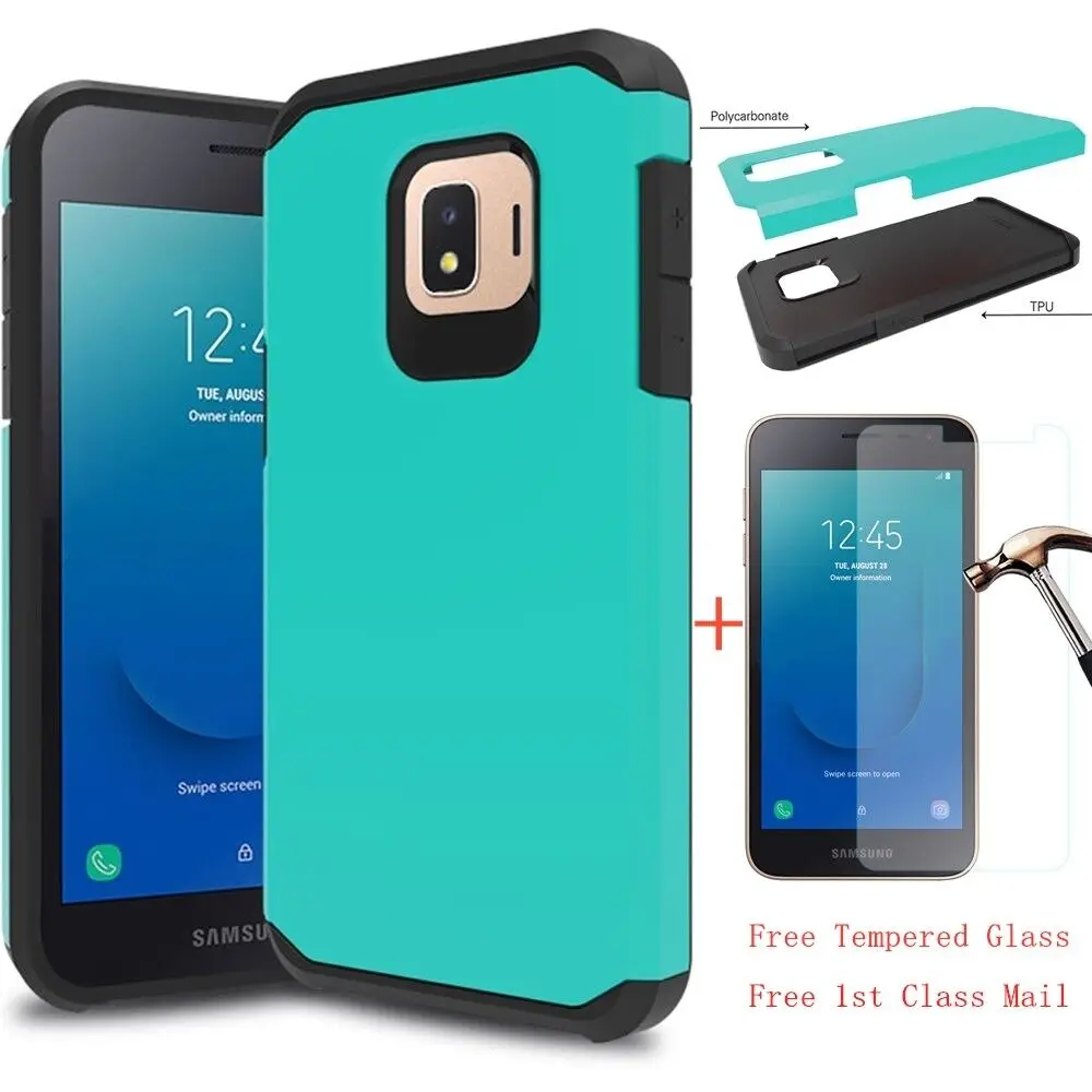 

Dual Layer Hybrid Armor Case Shockproof Soft TPU & Hard PC Back Cover For Samsung Galaxy J2 Core/Pure/Dash+Toughened glass