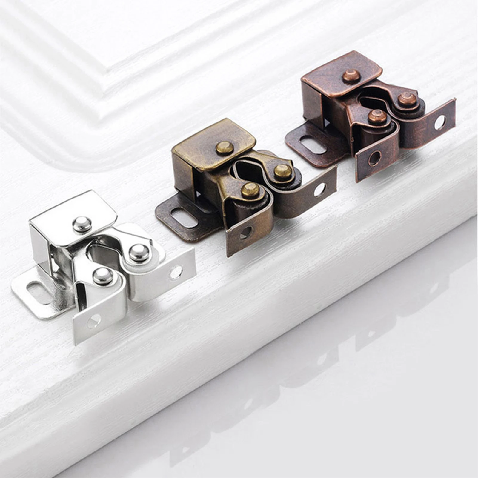 

Двойной роликовый захват с нейлоновым роликовым шариком для Шкаф Ящики сервант 4 цветов гладкая фурнитура двойной шаровой замок Прямая пос...