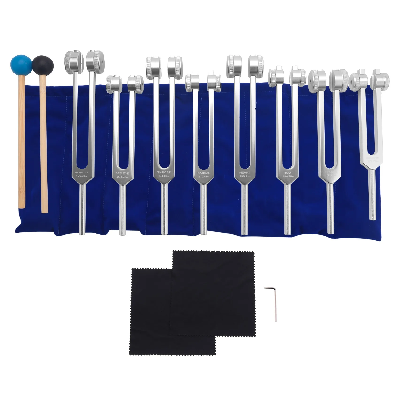 

Tuning Fork 7 Chakras+1 Soul Purpose Weighted Tuning Forks Aluminum Alloy Instrument 126.22-141.27 Hz Etc.Silver