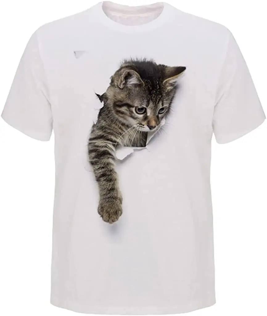 

2022 Cat T-Shirts for Men and Women 3D Naughty Cute Cat Graphic Shirt Unisex Fashion Summer Short Sleeve Crew Tshirt