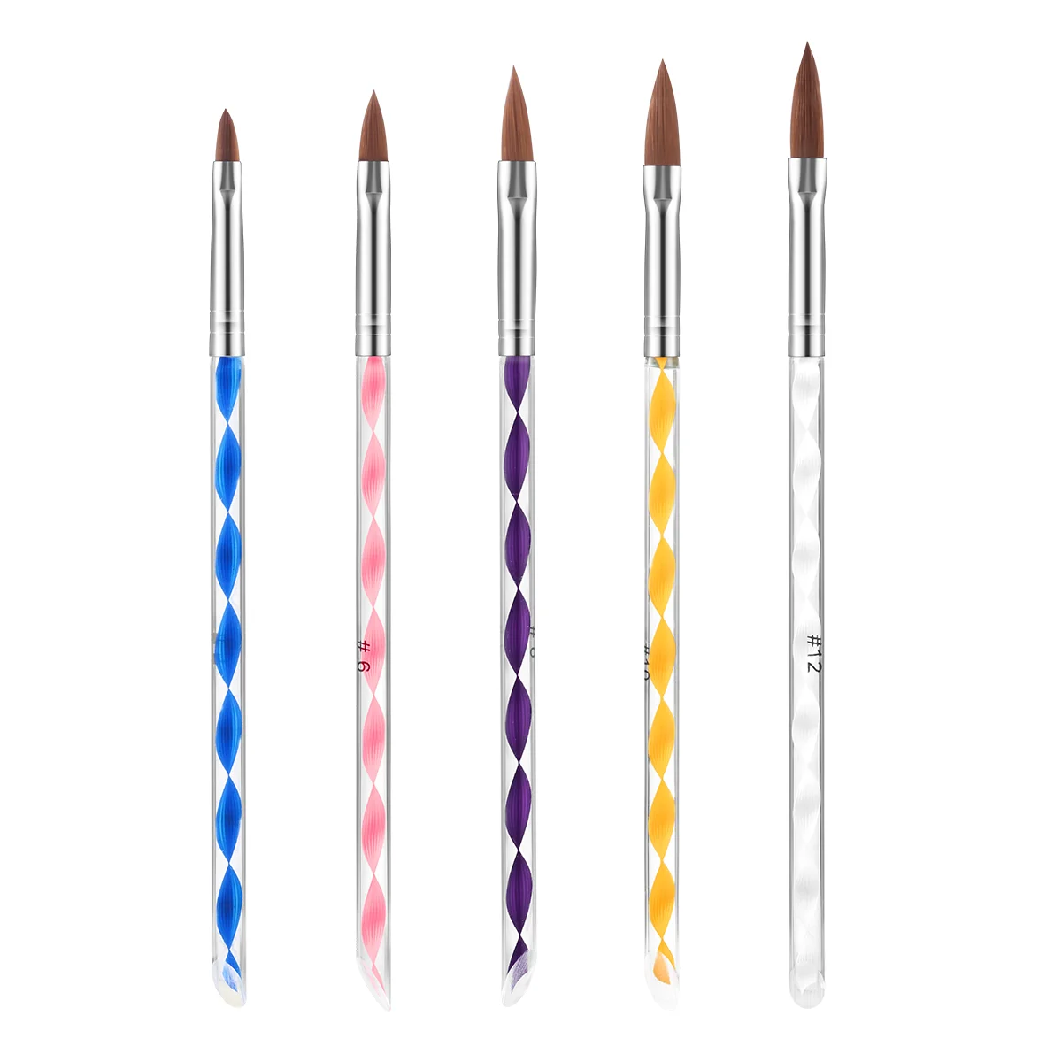 

NUOLUX 5pcs Acrylic Nail Art UV Carving Pen Brush Liquid Powder DIY No.12.10.8.6.4