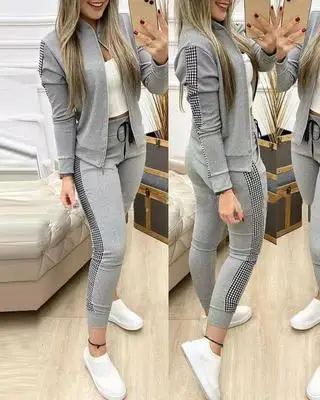 

2023 Autumn/Winter New Long Sport Casual Zipper Splice Set for Women