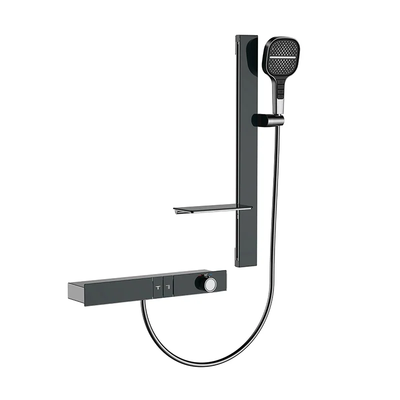 Полностью медная темно-серая термостатическая простая насадка для душа водопад