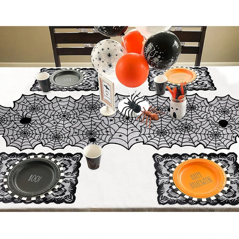 Скатерть для Хэллоуина скатерть из черной кружевной ткани в виде паутины