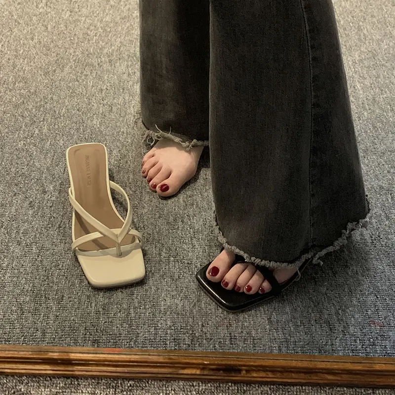 

Summer Off White Shoes for Women 2023 Open Toe Slides with Heel Sandals Outside Woman Slippers Flip Flops B Designer Casual Eva