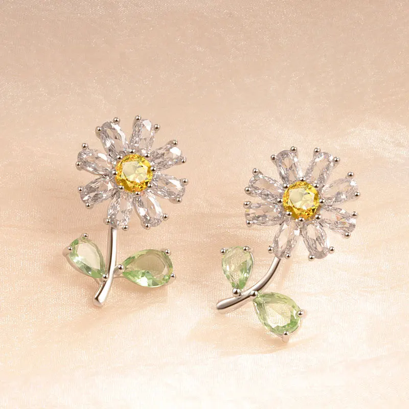 WAKA серьги с цветком циркония женские модные новые трендовые маленькие свежие