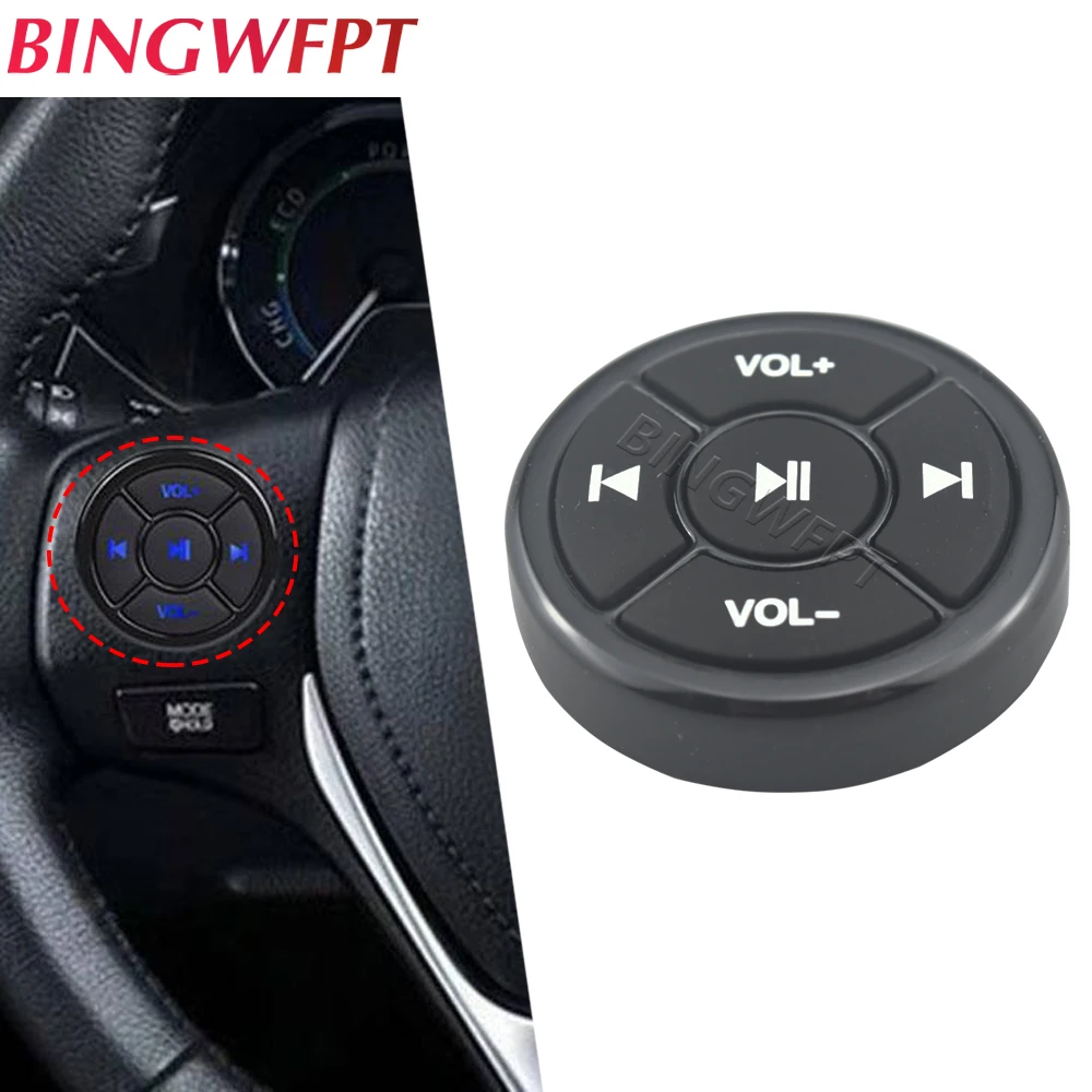 

New Wireless Bluetooth-Compatible Media Button Remote Controller Car Motorcycle Steer Wheel MP3 Music Play For IOS Android Phone