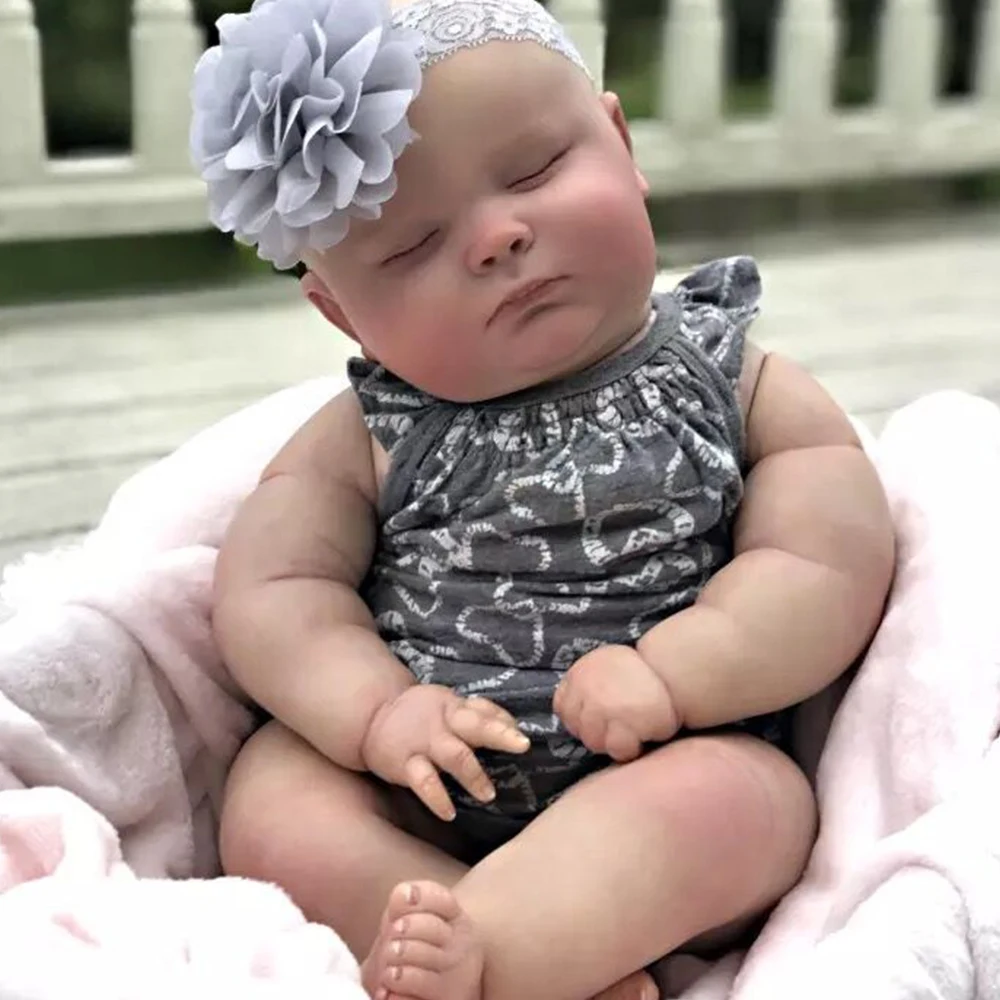 

55cm Full Body Silicone Reborn Baby Dolls Realistic Fat Baby Girl Alive 3D Skin Painted Barehead Soft Touch Safe Toys for Kids